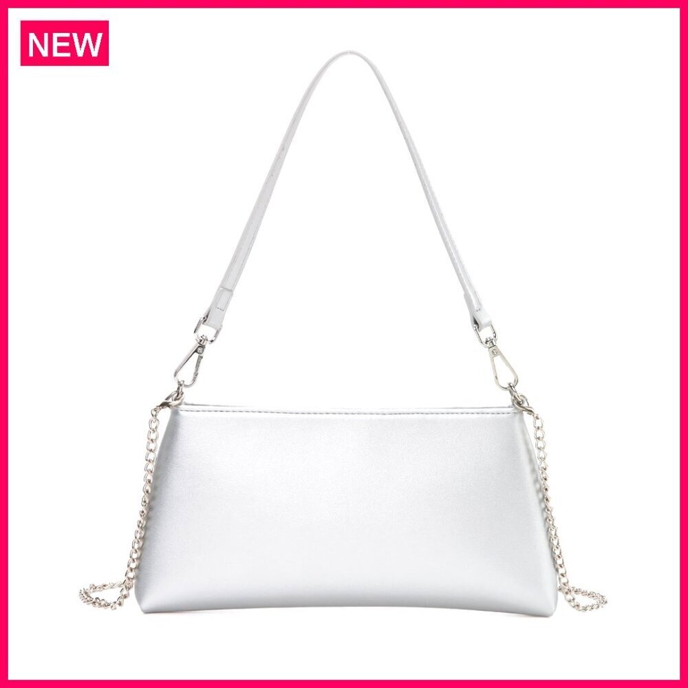 PU Leather Evening Clutch with Chain Strap for Parties and Weddings